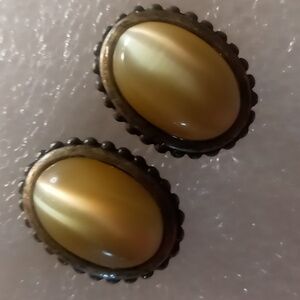 Premier design clip on yellow cats eye Cabochon earrings